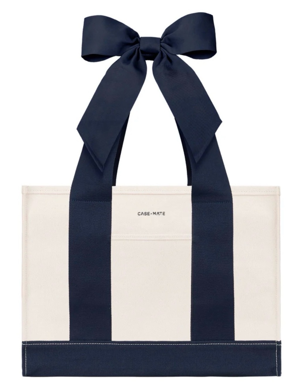 case-mate Cream Canvas Tote with Navy Straps - Picture 2 of 4
